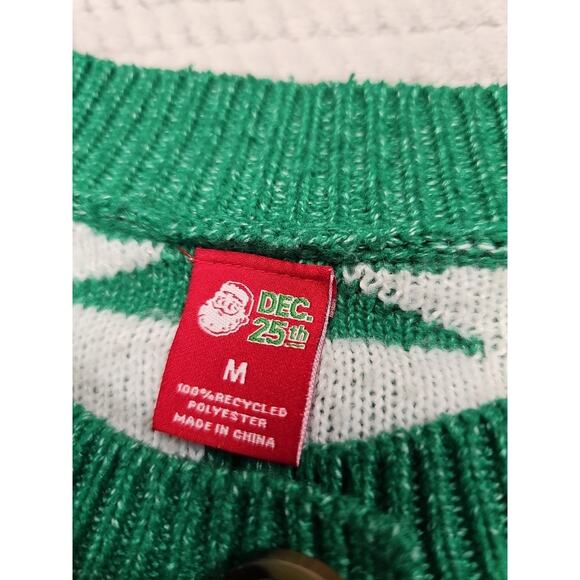 Dec 25th Christmas Sweater Womens Medium Cardigan Ugly Christmas Tree Print - Picture 4 of 6